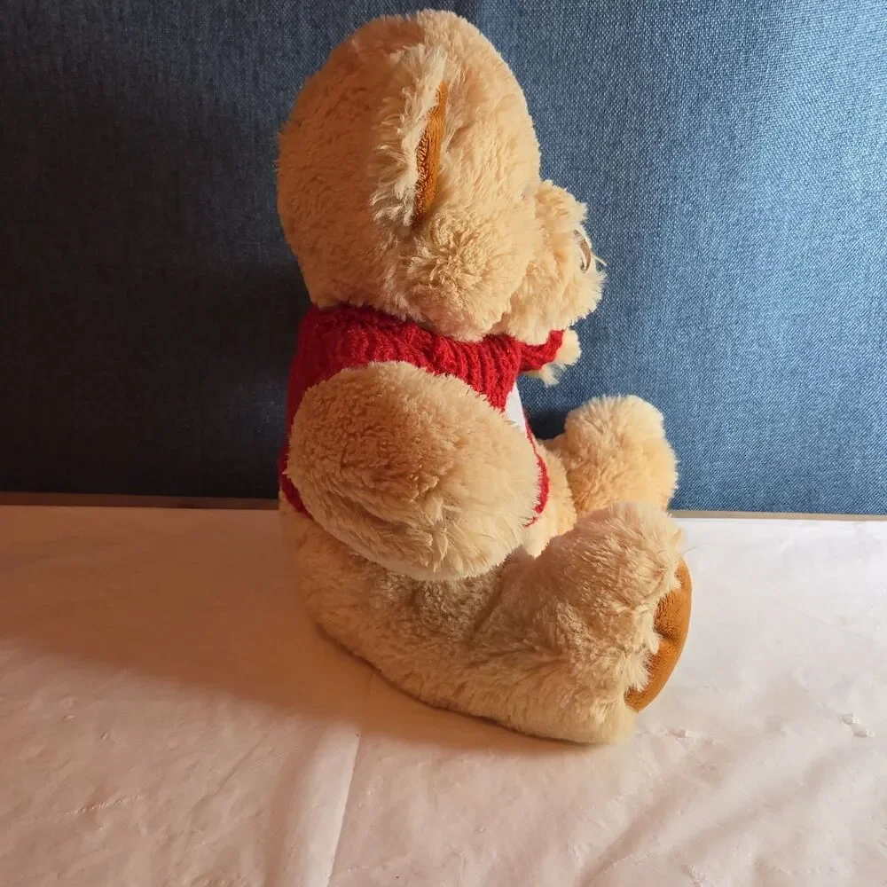 Avon 2010 Teddy Bear Plush Red Knit Heart Sweater Tan 9